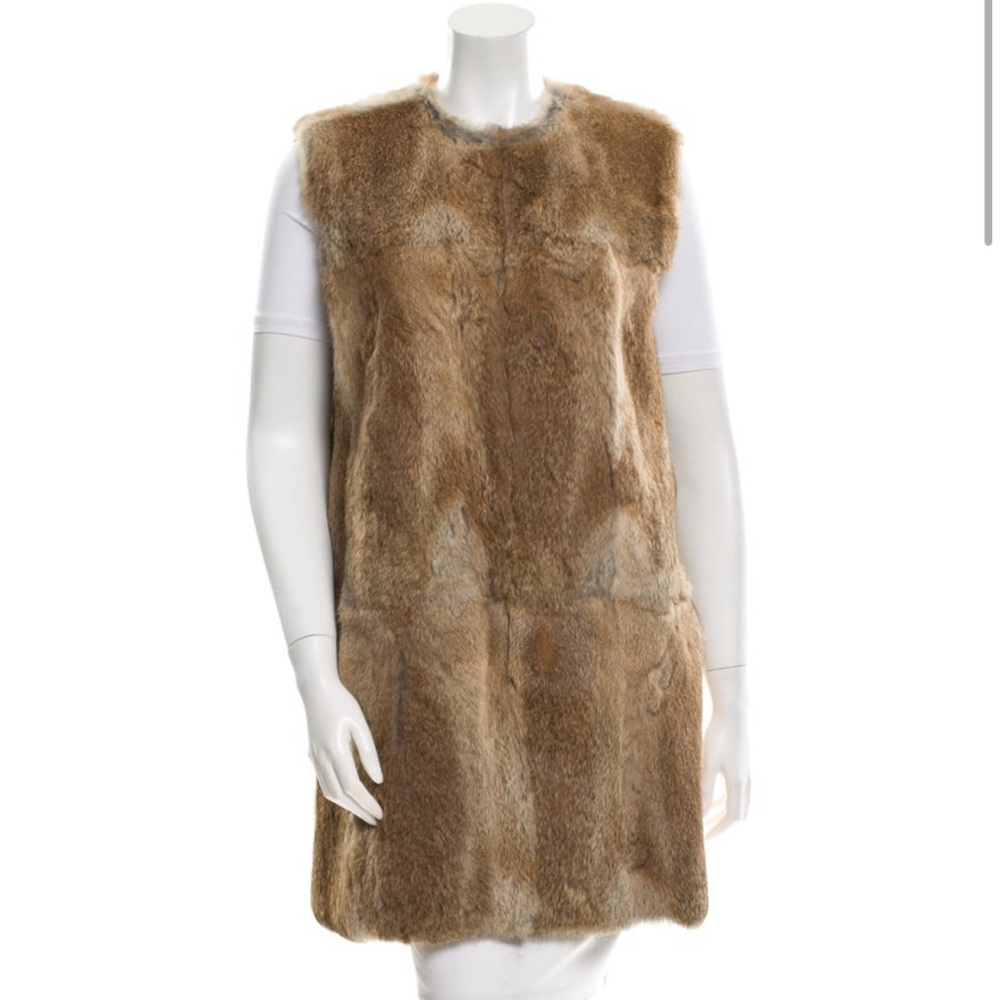 Jenni Kayne Brown Leather-Trimmed Fur Vest